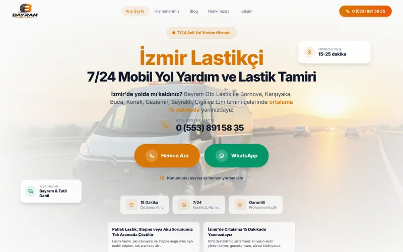 Bayram Oto Lastik web sitesinin ana sayfası (bayramotolastik.com.tr)