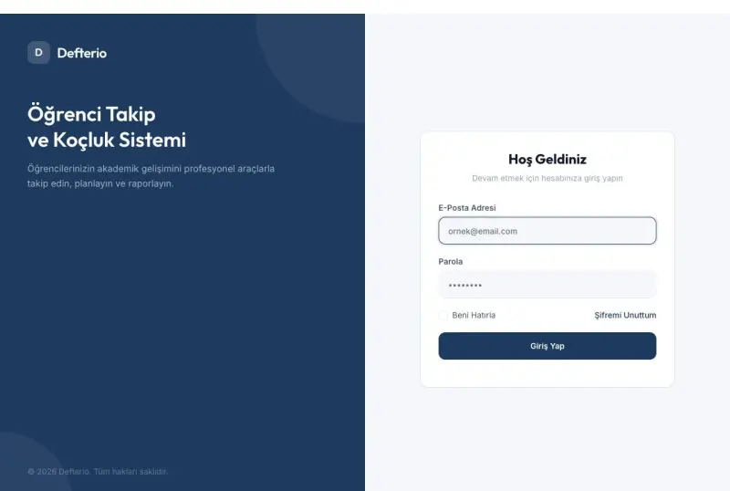 Defterio web sitesinin ana sayfası (defterio.com.tr)