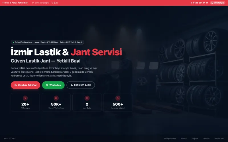 Güven Lastik & Jant web sitesinin ana sayfası (guvenlastikjant.com.tr)