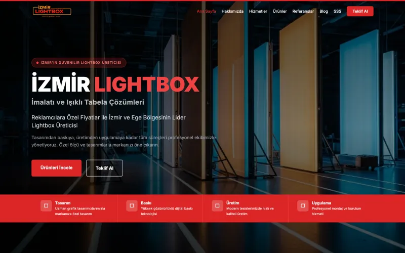 İzmir Lightbox web sitesinin ana sayfası (izmirlightbox.com)