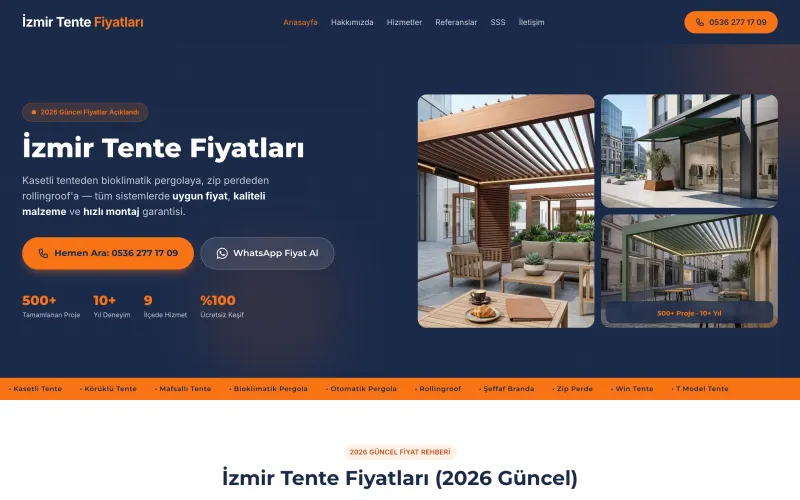 izmirtentefiyatlari.com web sitesinin ana sayfası (izmirtentefiyatlari.com)