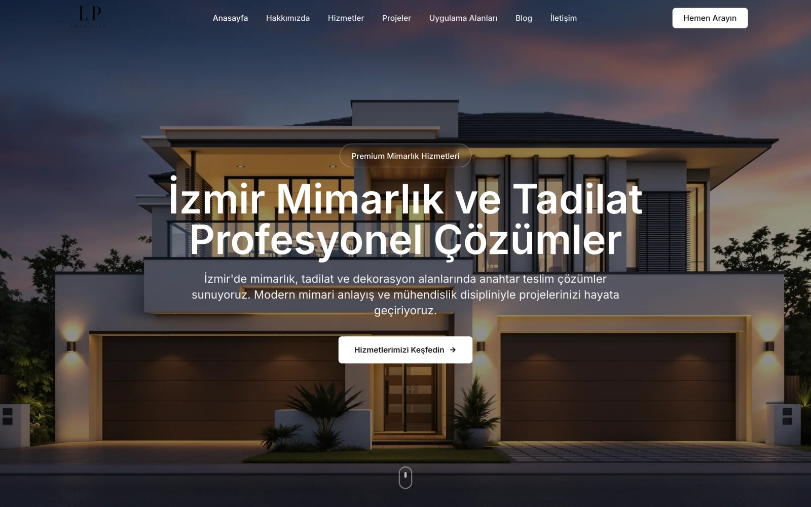 Loft Pier Yapı web sitesinin ana sayfası (loftpier.com)
