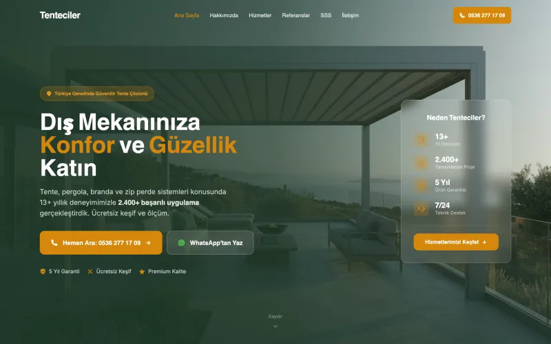 tenteciler.com web sitesinin ana sayfası (tenteciler.com)
